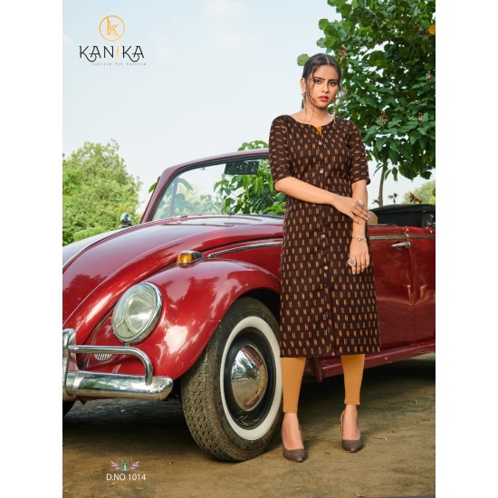 IKKAT PRINT SLUB COTTON KURTI 