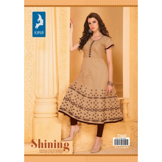 PINTEX CHOLI ANARKALI KURTI WITH BROWN EMBROIDERY 