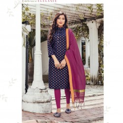 BLOCK PRINT KURTI WITH SILK COTTON DUPPATA 