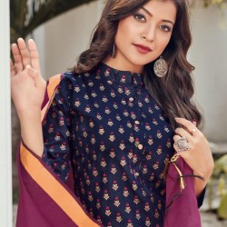 BLOCK PRINT KURTI WITH SILK COTTON DUPPATA 