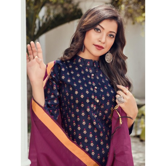 BLOCK PRINT KURTI WITH SILK COTTON DUPPATA 