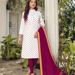 BLOCK PRINT KURTI WITH SILK COTTON DUPPATA 