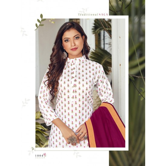 BLOCK PRINT KURTI WITH SILK COTTON DUPPATA 