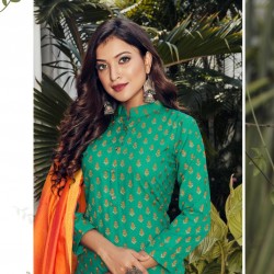 BLOCK PRINT KURTI WITH SILK COTTON DUPPATA 