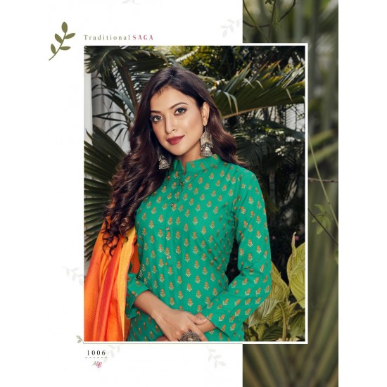 BLOCK PRINT KURTI WITH SILK COTTON DUPPATA 