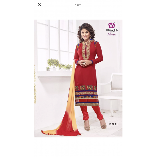 RED COLOUR  STITCHED READY MADE CHUDIDAR SUIT 