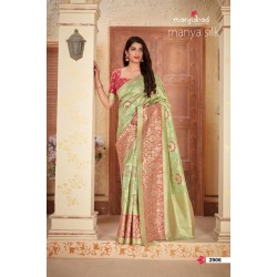 Beautiful Stylish Light  Green Manya silk saree 